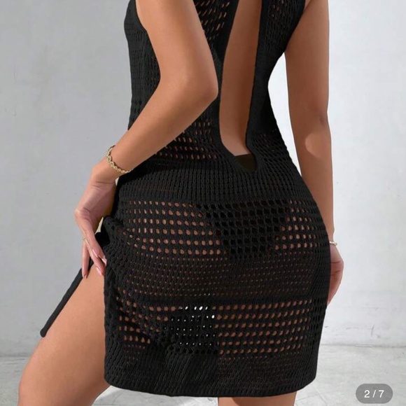 Boho Crochet knit swim/pool/bathing suit coverup open back - Picture 1 of 6